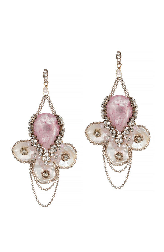 Theia Jewelry Boucle d'oreille en cristal de perle d'agate d'anémone Keshi