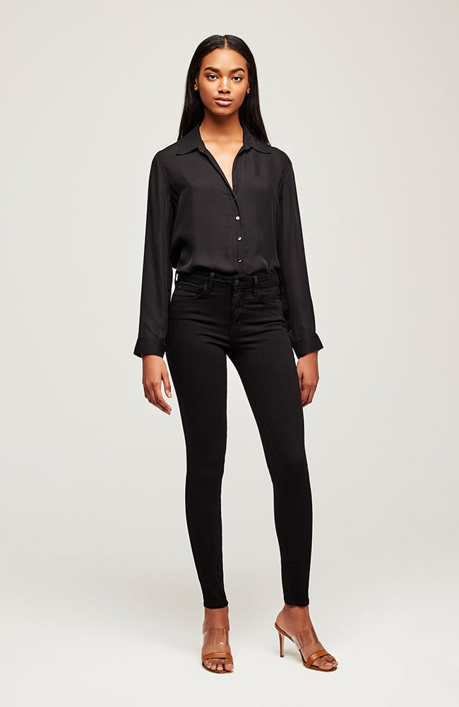 L'AGENCE Marguerite Coated Jean In Black Coated