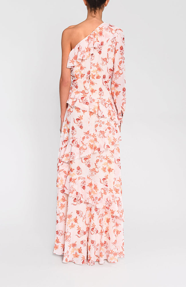 True Decadence Floral Printed One Shoulder Gown