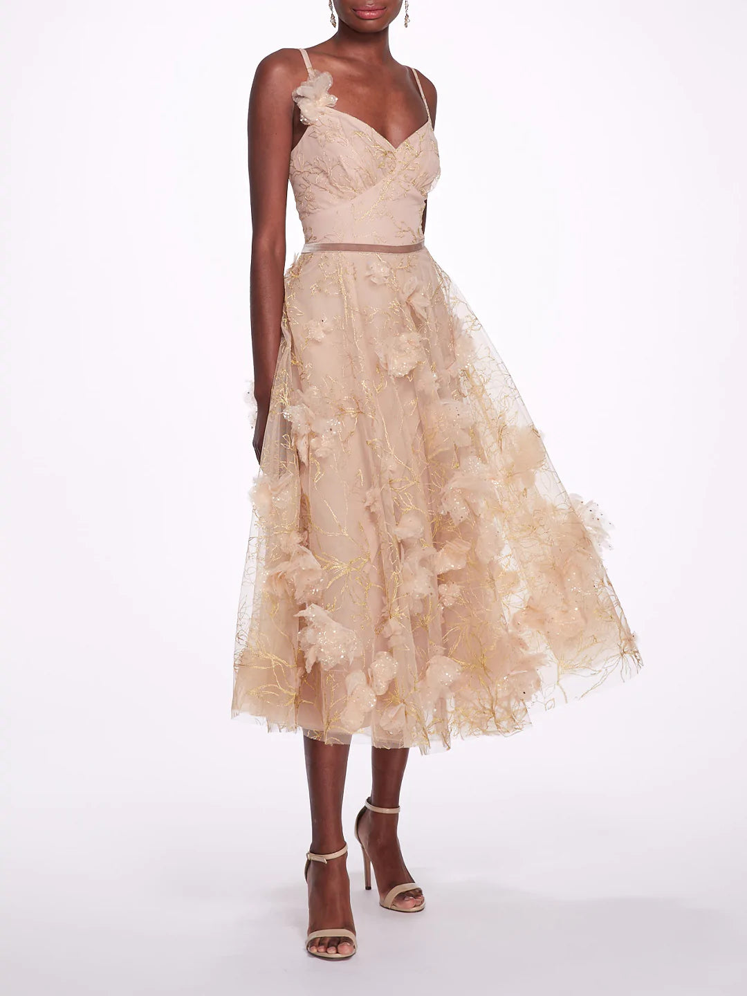 marchesa notte glitter tulle dress Embroidered Foiled Tea-Length Category:PROM DRESSES