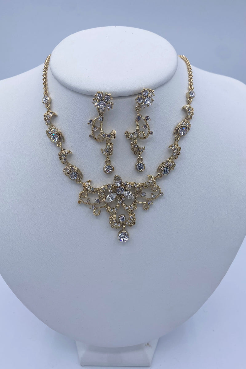 Elen Henderson Crystal Floral Necklace and Earring Set