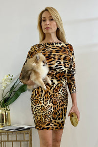 Greta Constantine Sonia Draped Open Back Leopard Tunic Dress