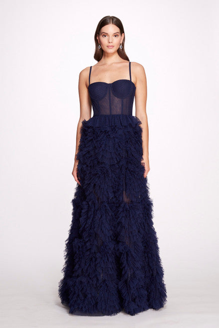 Marchesa Notte Dotted Tulle Gown