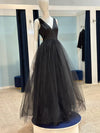Kim Newport Sleeveless V-Neck Gown W/ Tulle and overskirt