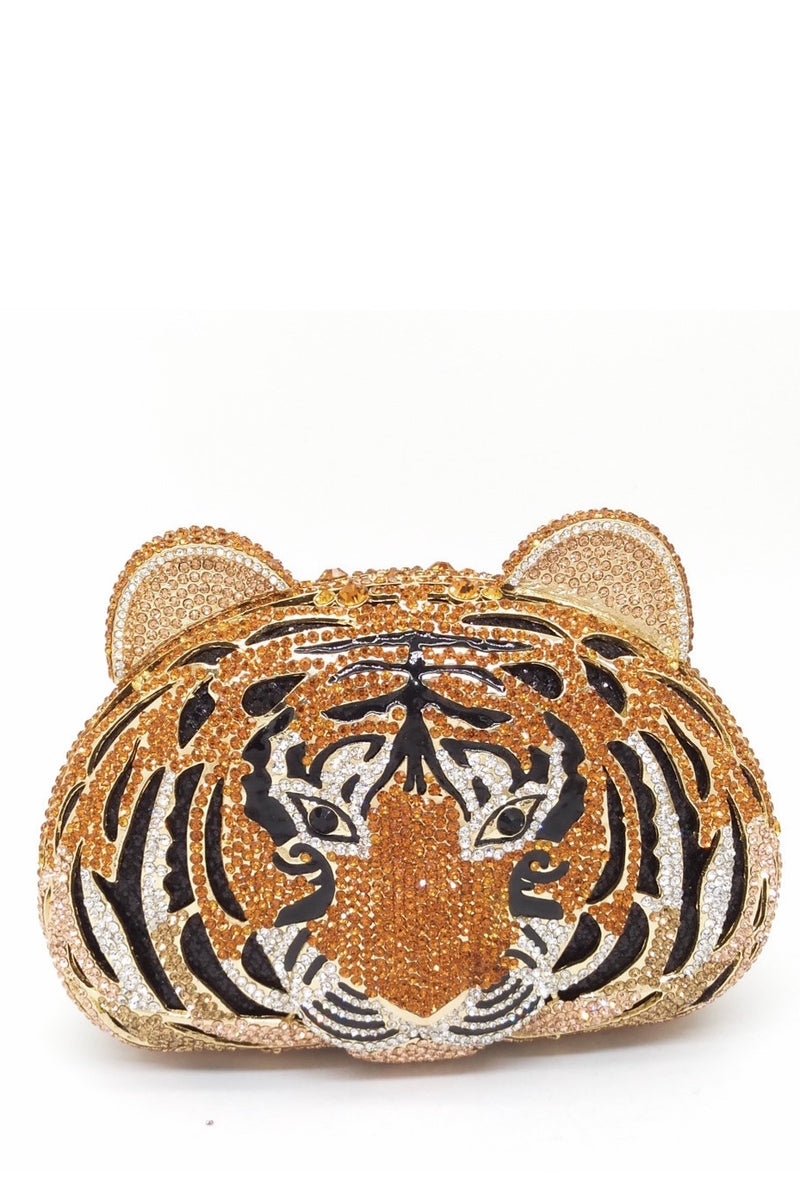 INStyle Tiger Face Crystal Clutch