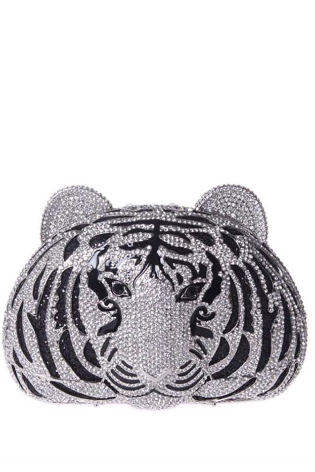 INStyle Tiger Face Crystal Clutch