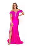 Jessica Angel Off the Shoulder Feathered Gown