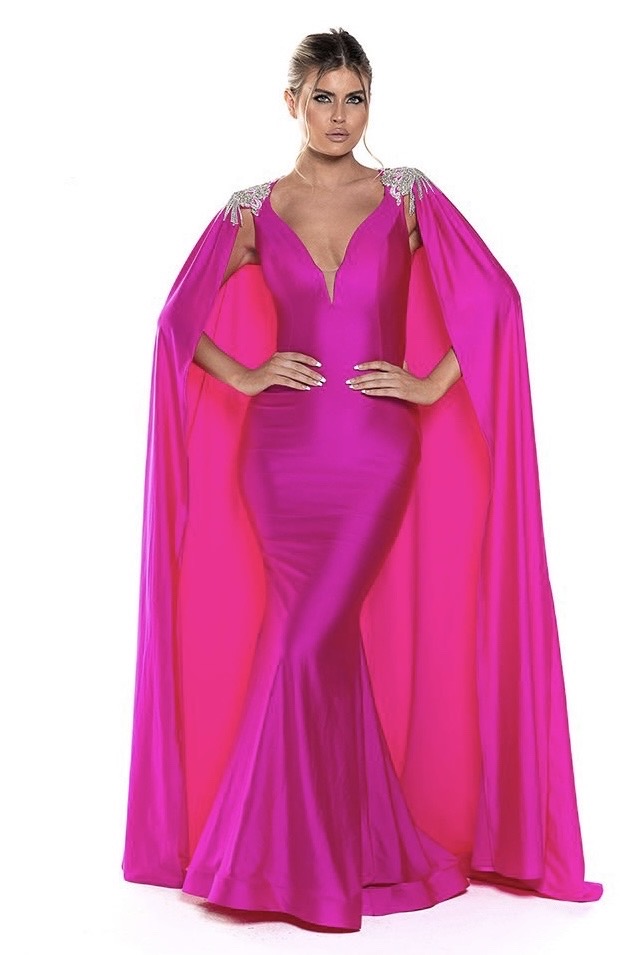Jessica Angel Gown with Cape and Embellishments