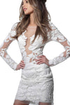 Jovani Long Sleeve Lace and Tulle Sequin Dress
