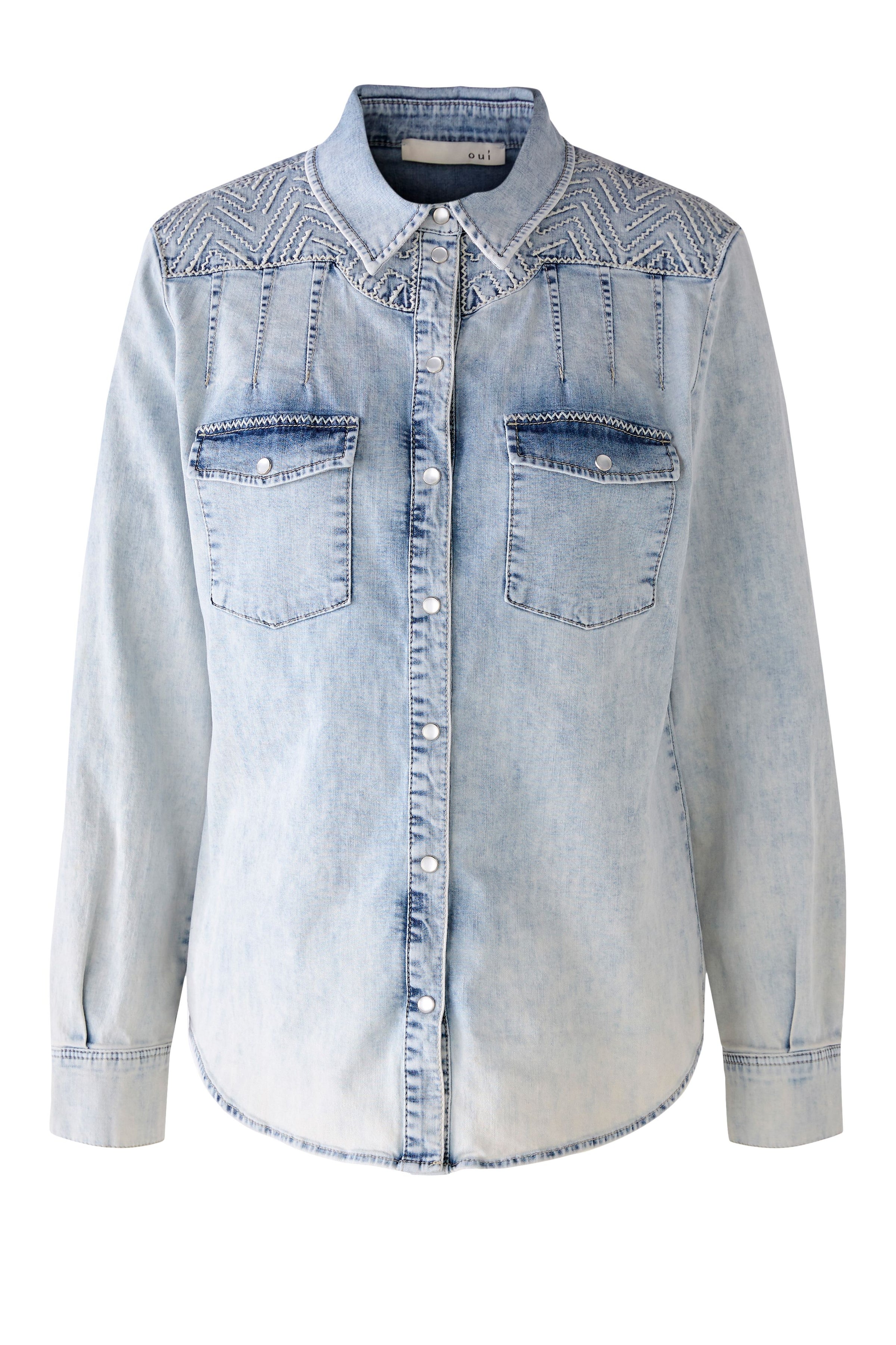 Oui Denim Jean Shirt With Long Sleeves