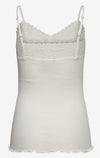 Rosemunde Spaghetti Straps Organic Cotton and Lace Top Ivory